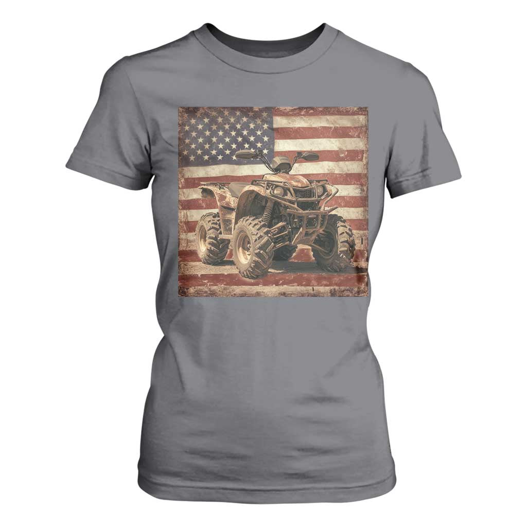 American Flag Quad 4 Wheeler T Shirt For Women Vintage Retro Cool ATV Quadrider Off Road Clothing TS10 Charcoal Print Your Wear