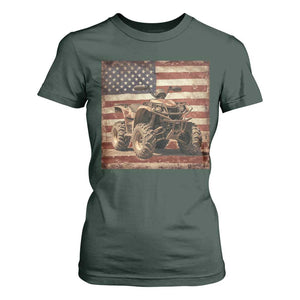 American Flag Quad 4 Wheeler T Shirt For Women Vintage Retro Cool ATV Quadrider Off Road Clothing TS10 Dark Forest Green Print Your Wear
