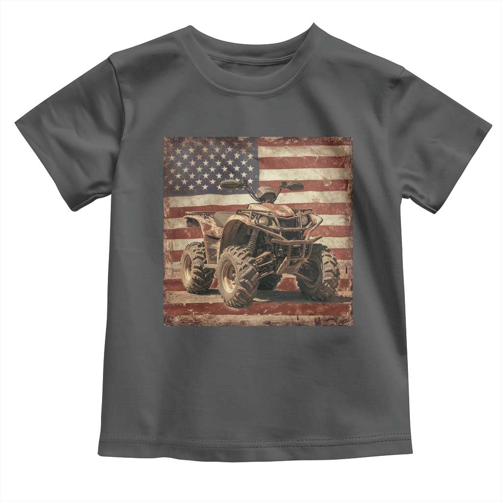 American Flag Quad 4 Wheeler Toddler T Shirt Vintage Retro Cool ATV Quadrider Off Road Clothing TS10 Dark Heather Print Your Wear