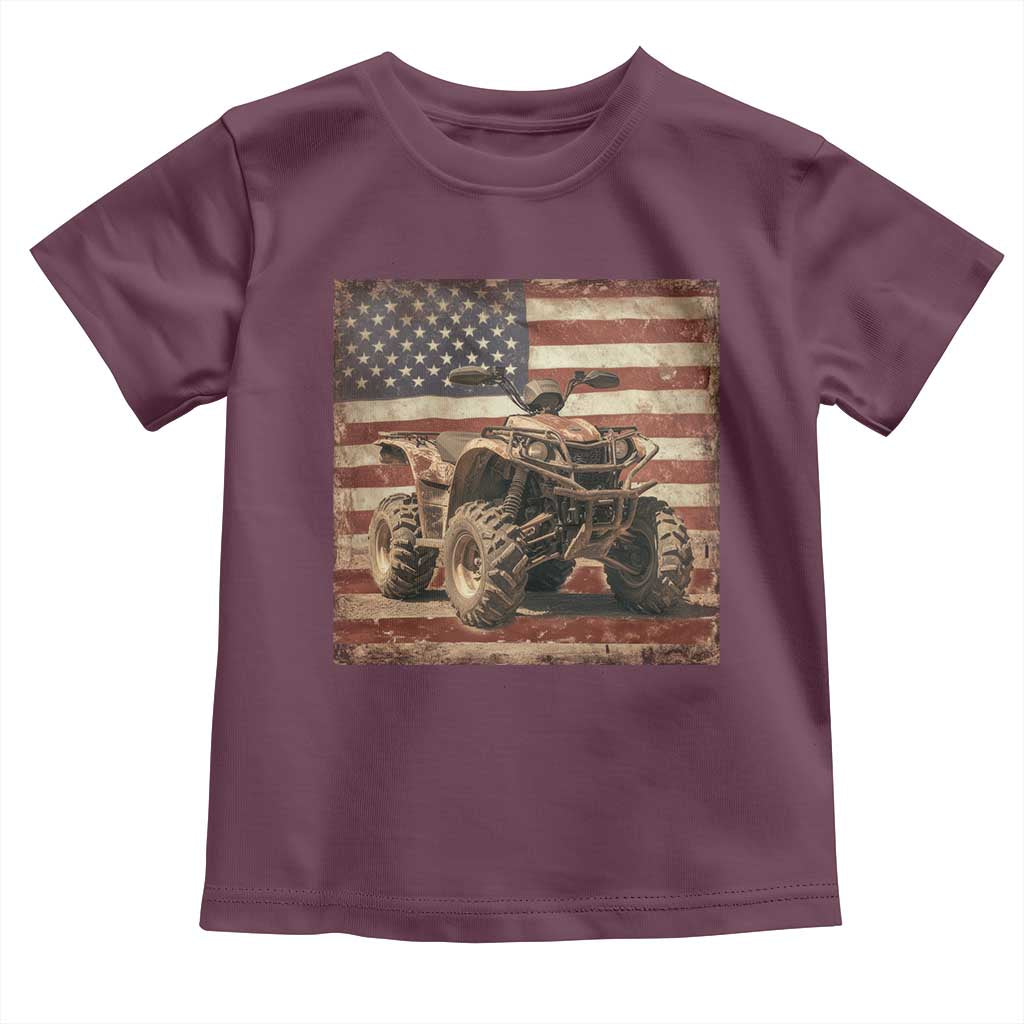 American Flag Quad 4 Wheeler Toddler T Shirt Vintage Retro Cool ATV Quadrider Off Road Clothing TS10 Maroon Print Your Wear