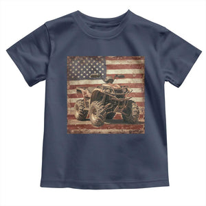 American Flag Quad 4 Wheeler Toddler T Shirt Vintage Retro Cool ATV Quadrider Off Road Clothing TS10 Navy Print Your Wear