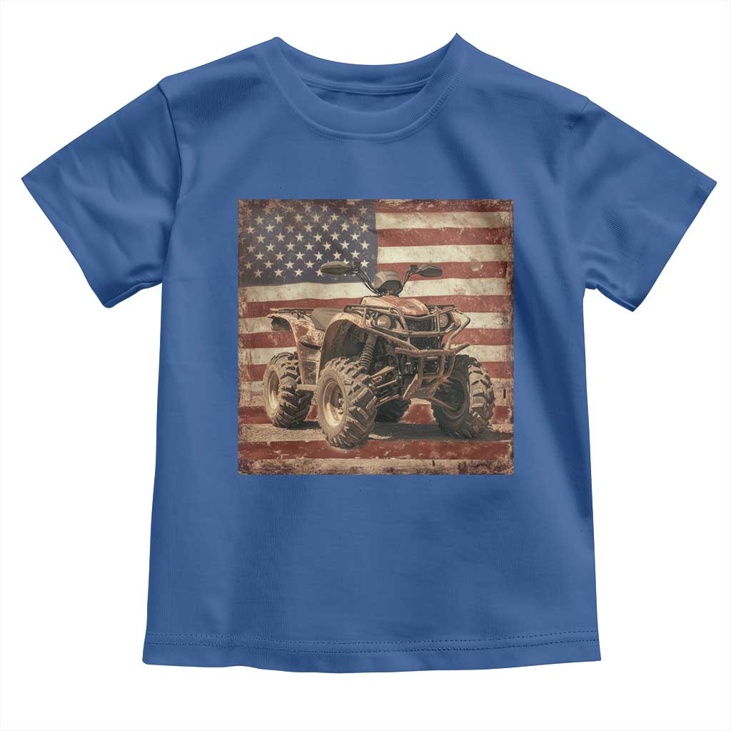 American Flag Quad 4 Wheeler Toddler T Shirt Vintage Retro Cool ATV Quadrider Off Road Clothing TS10 Royal Blue Print Your Wear