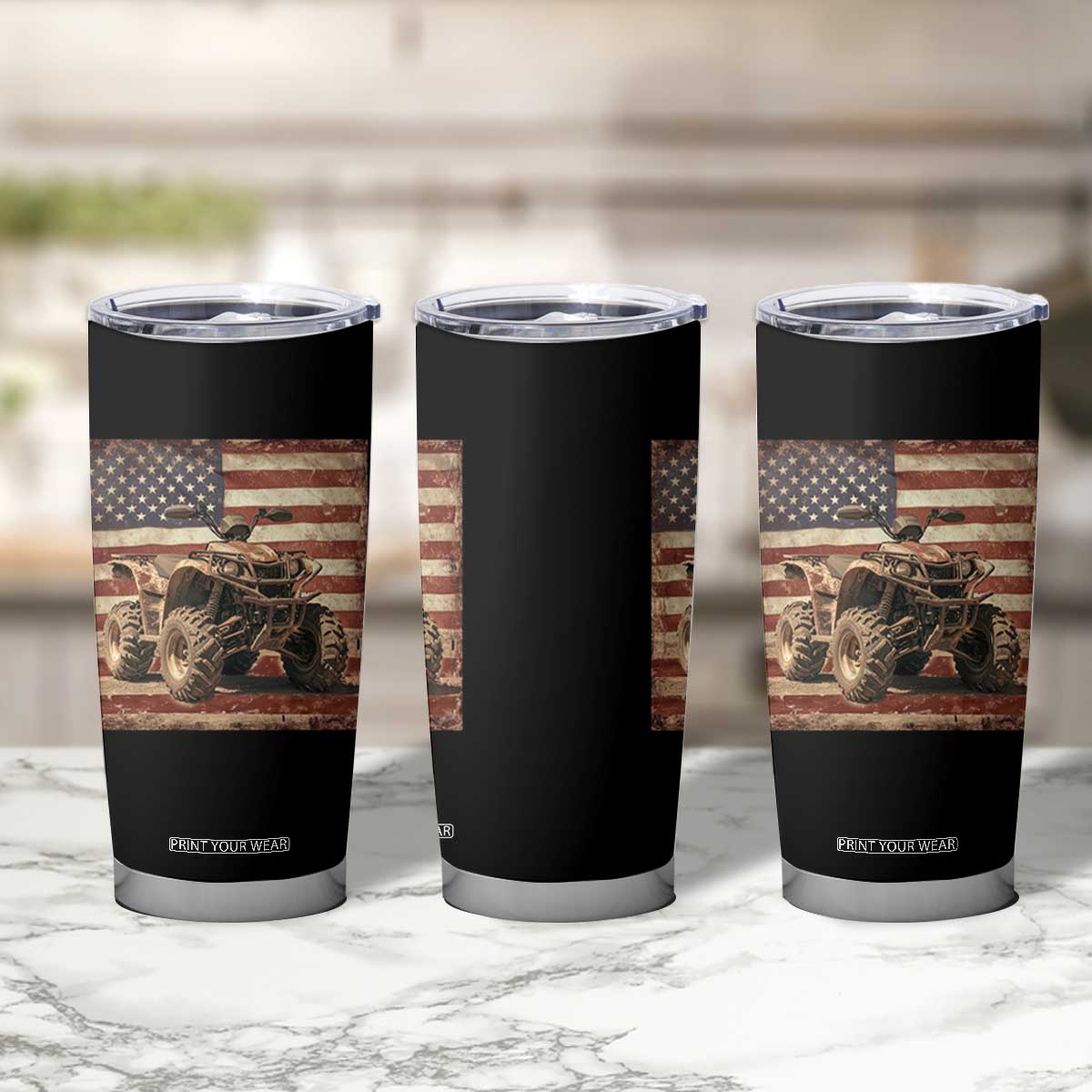 American Flag Quad 4 Wheeler Tumbler Cup Vintage Retro Cool ATV Quadrider Off Road Clothing TS10 Print Your Wear