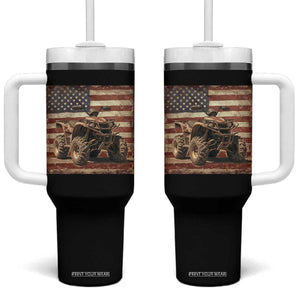 American Flag Quad 4 Wheeler Tumbler With Handle Vintage Retro Cool ATV Quadrider Off Road Clothing TS10 One Size: 40 oz Black Print Your Wear