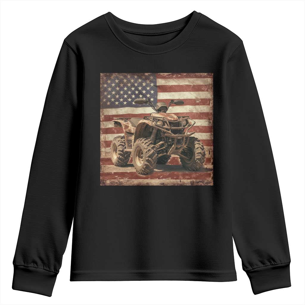 American Flag Quad 4 Wheeler Youth Sweatshirt Vintage Retro Cool ATV Quadrider Off Road Clothing TS10 Black Print Your Wear