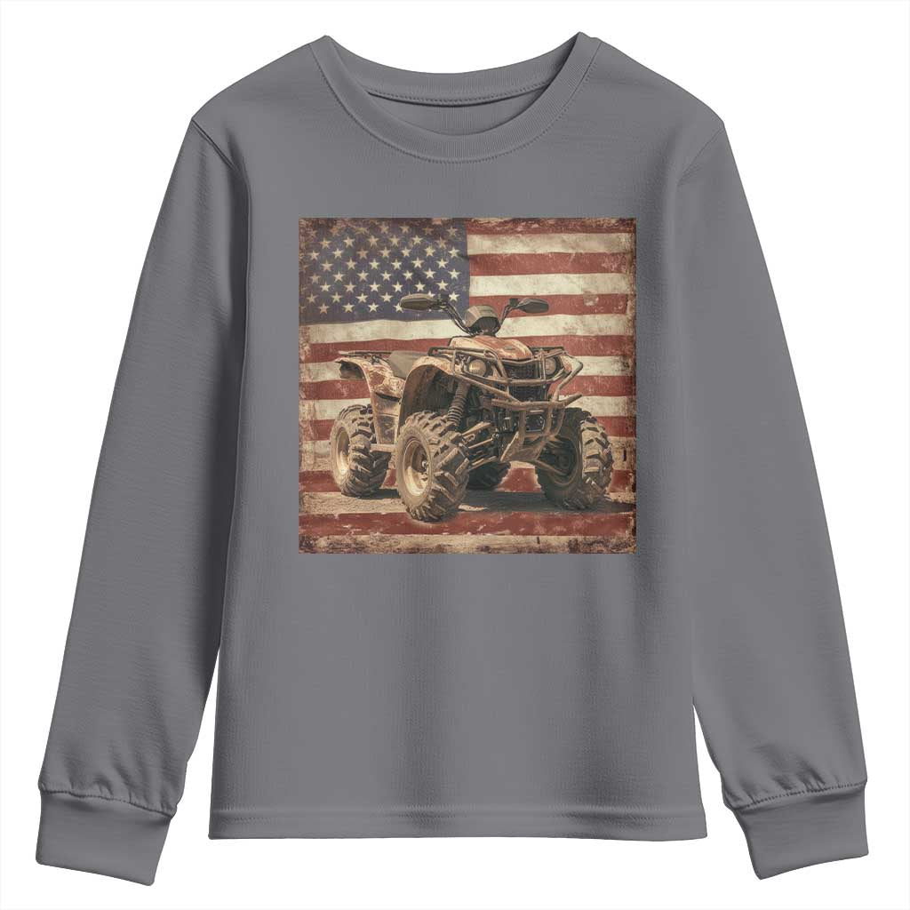 American Flag Quad 4 Wheeler Youth Sweatshirt Vintage Retro Cool ATV Quadrider Off Road Clothing TS10 Charcoal Print Your Wear