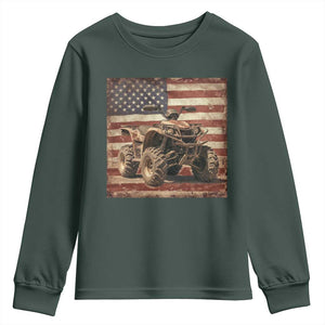 American Flag Quad 4 Wheeler Youth Sweatshirt Vintage Retro Cool ATV Quadrider Off Road Clothing TS10 Dark Forest Green Print Your Wear