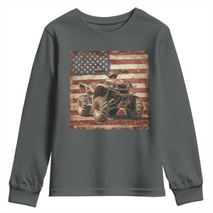 American Flag Quad 4 Wheeler Youth Sweatshirt Vintage Retro Cool ATV Quadrider Off Road Clothing TS10 Dark Heather Print Your Wear