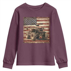 American Flag Quad 4 Wheeler Youth Sweatshirt Vintage Retro Cool ATV Quadrider Off Road Clothing TS10 Maroon Print Your Wear