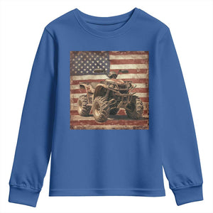 American Flag Quad 4 Wheeler Youth Sweatshirt Vintage Retro Cool ATV Quadrider Off Road Clothing TS10 Royal Blue Print Your Wear
