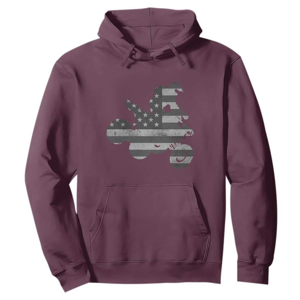 Cool ATV Hoodie Quad 4 Wheeler ATV Riding American Flag TS10 Maroon Print Your Wear