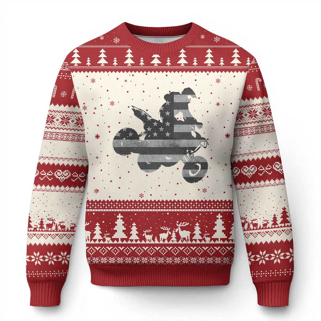 Cool ATV Ugly Christmas Sweater Quad 4 Wheeler ATV Riding American Flag TS10 Beige Red Print Your Wear