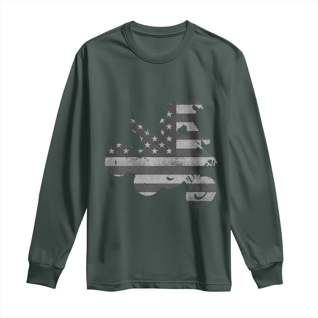 Cool ATV Long Sleeve Shirt Quad 4 Wheeler ATV Riding American Flag TS10 Dark Forest Green Print Your Wear