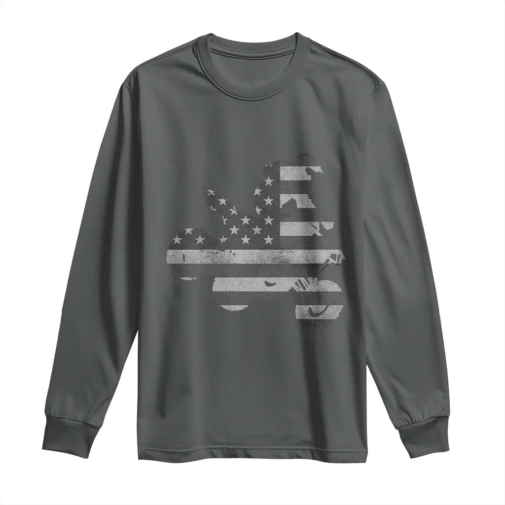 Cool ATV Long Sleeve Shirt Quad 4 Wheeler ATV Riding American Flag TS10 Dark Heather Print Your Wear