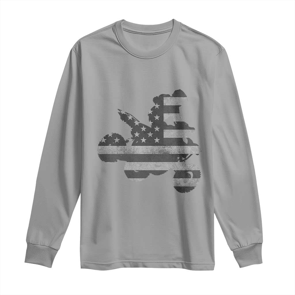 Cool ATV Long Sleeve Shirt Quad 4 Wheeler ATV Riding American Flag TS10 Sport Gray Print Your Wear