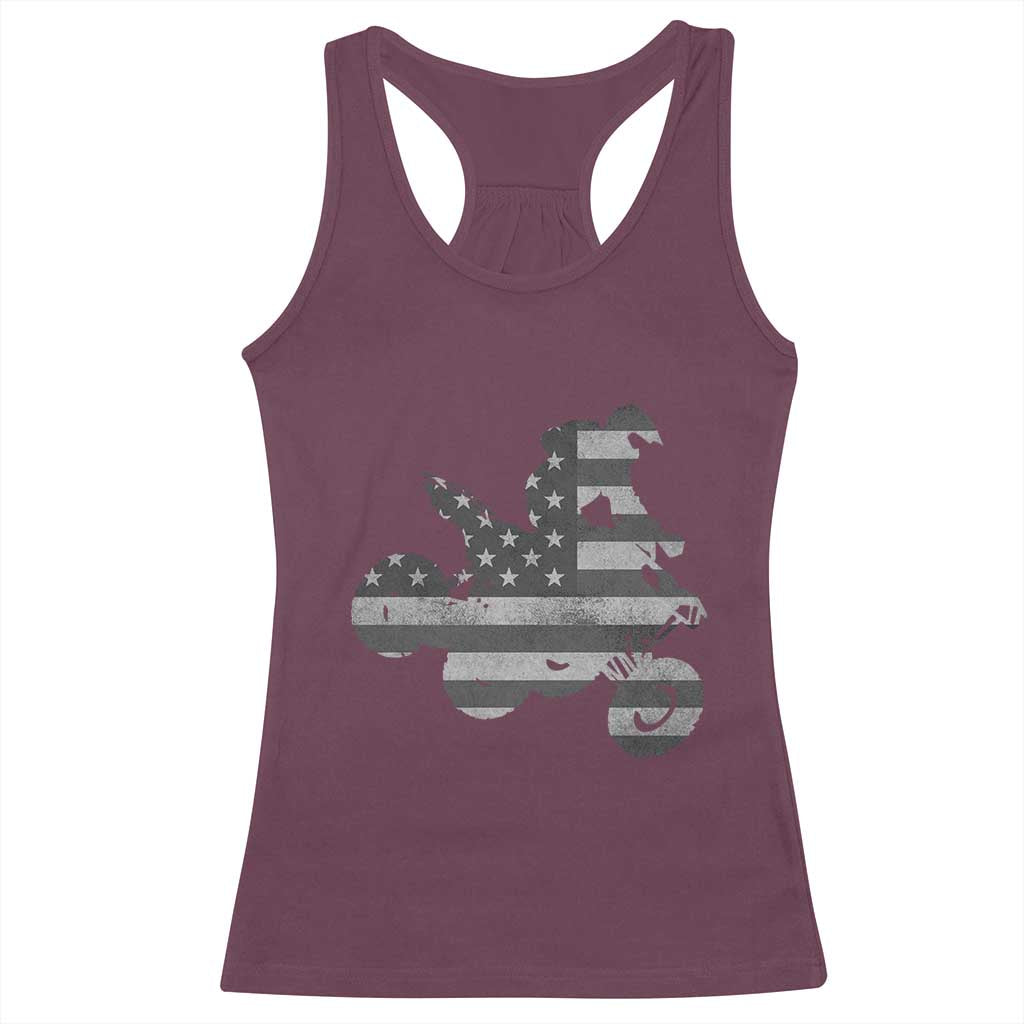 Cool ATV Racerback Tank Top Quad 4 Wheeler ATV Riding American Flag TS10 Maroon Print Your Wear
