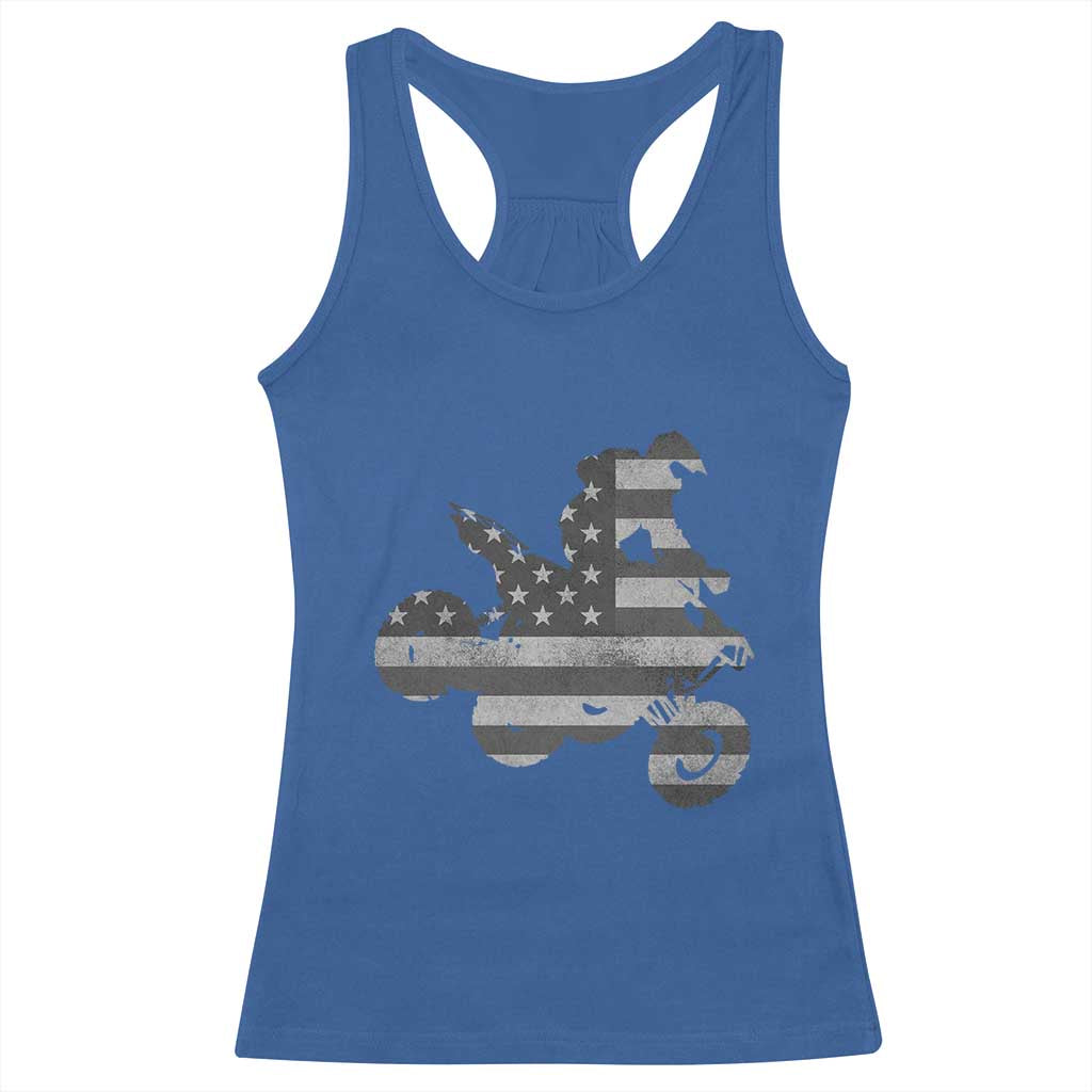 Cool ATV Racerback Tank Top Quad 4 Wheeler ATV Riding American Flag TS10 Royal Blue Print Your Wear