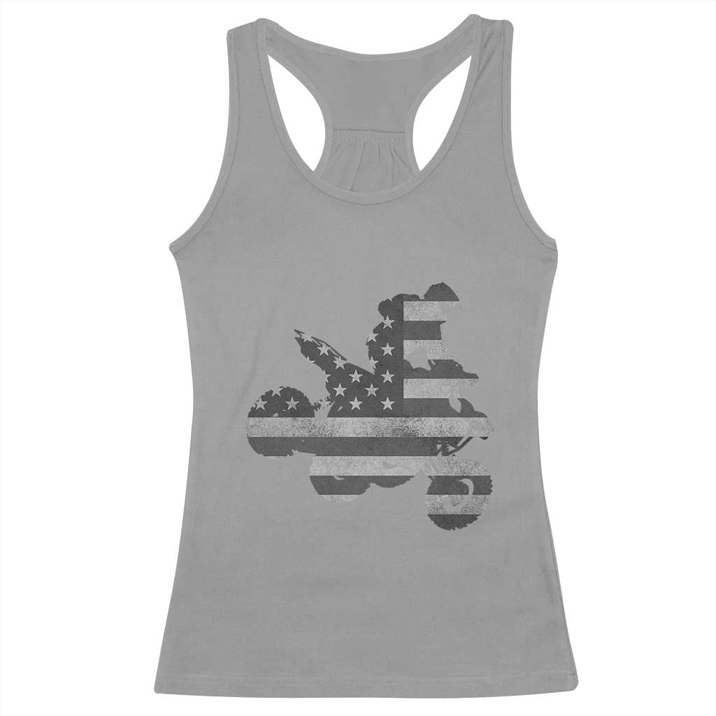 Cool ATV Racerback Tank Top Quad 4 Wheeler ATV Riding American Flag TS10 Sport Gray Print Your Wear