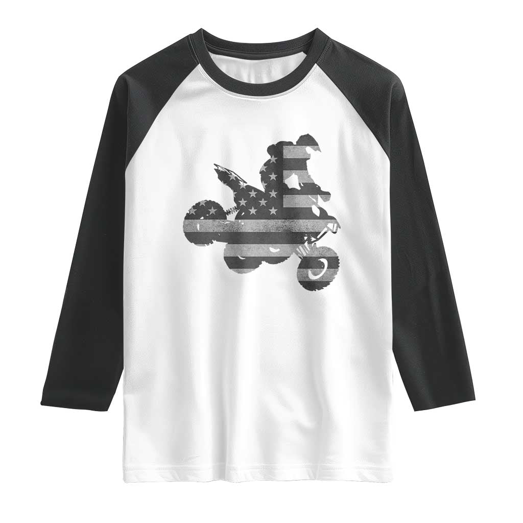 Cool ATV Raglan Shirt Quad 4 Wheeler ATV Riding American Flag TS10 White Black Print Your Wear