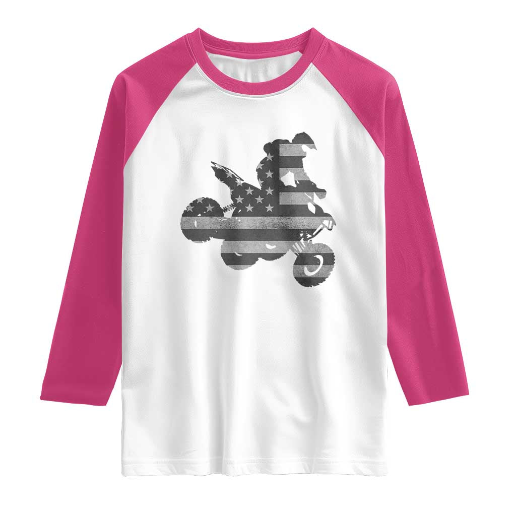 Cool ATV Raglan Shirt Quad 4 Wheeler ATV Riding American Flag TS10 White Heliconia Print Your Wear
