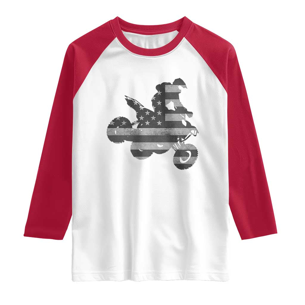 Cool ATV Raglan Shirt Quad 4 Wheeler ATV Riding American Flag TS10 White Red Print Your Wear