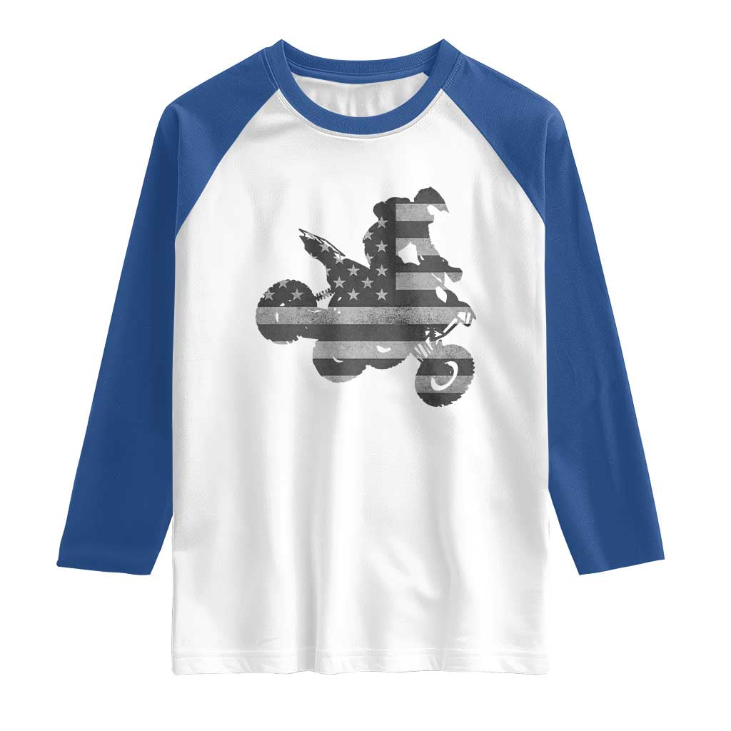 Cool ATV Raglan Shirt Quad 4 Wheeler ATV Riding American Flag TS10 White Royal Print Your Wear