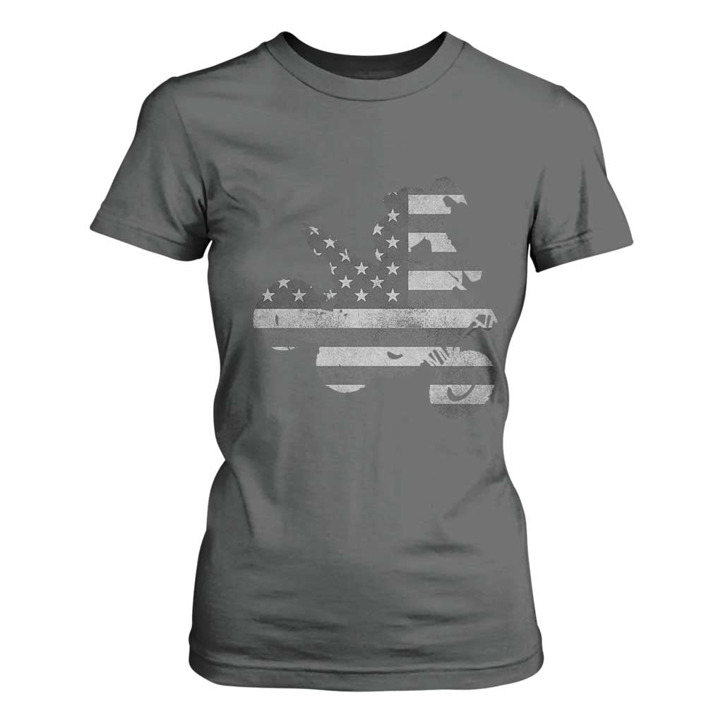 Cool ATV T Shirt For Women Quad 4 Wheeler ATV Riding American Flag TS10 Dark Heather Print Your Wear
