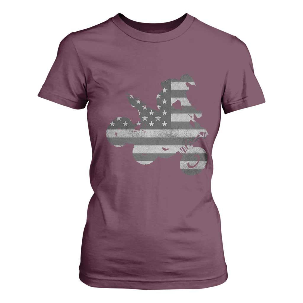 Cool ATV T Shirt For Women Quad 4 Wheeler ATV Riding American Flag TS10 Maroon Print Your Wear