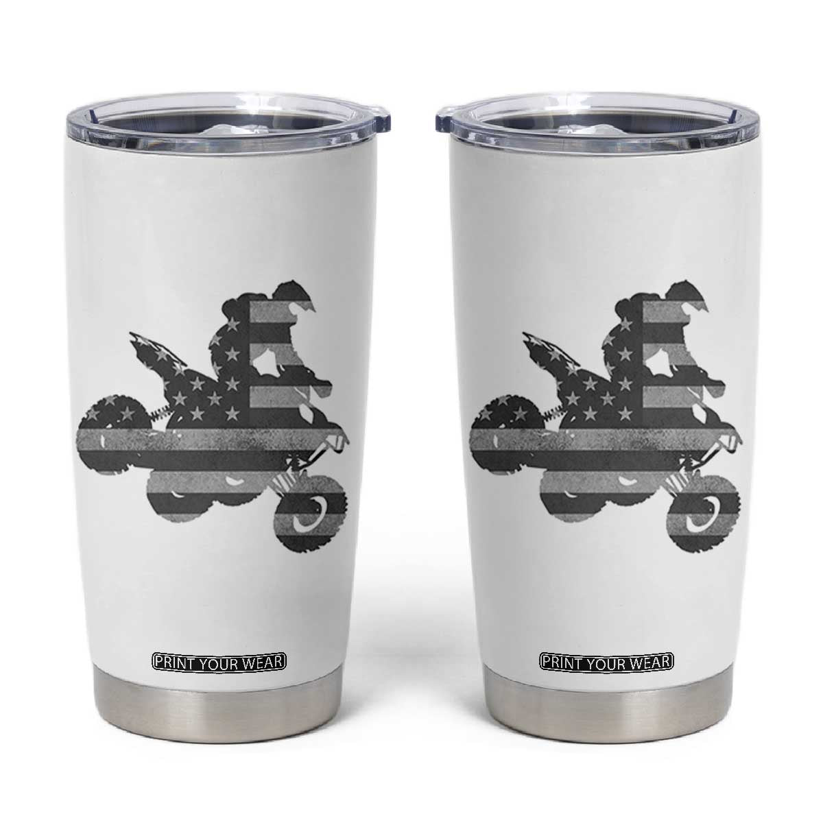 Cool ATV Tumbler Cup Quad 4 Wheeler ATV Riding American Flag TS10 White Print Your Wear