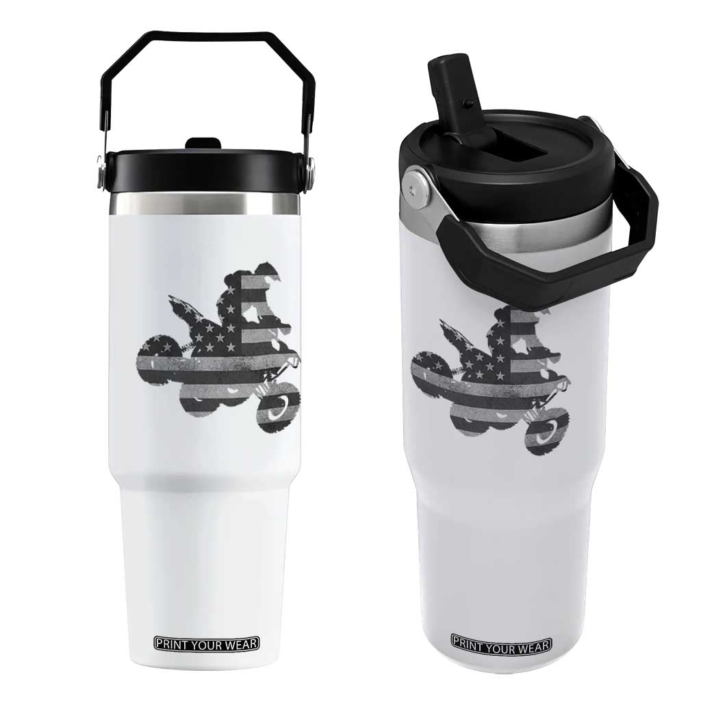 Cool ATV Flip Straw Tumbler Quad 4 Wheeler ATV Riding American Flag TS10 One Size: 30 oz White Print Your Wear