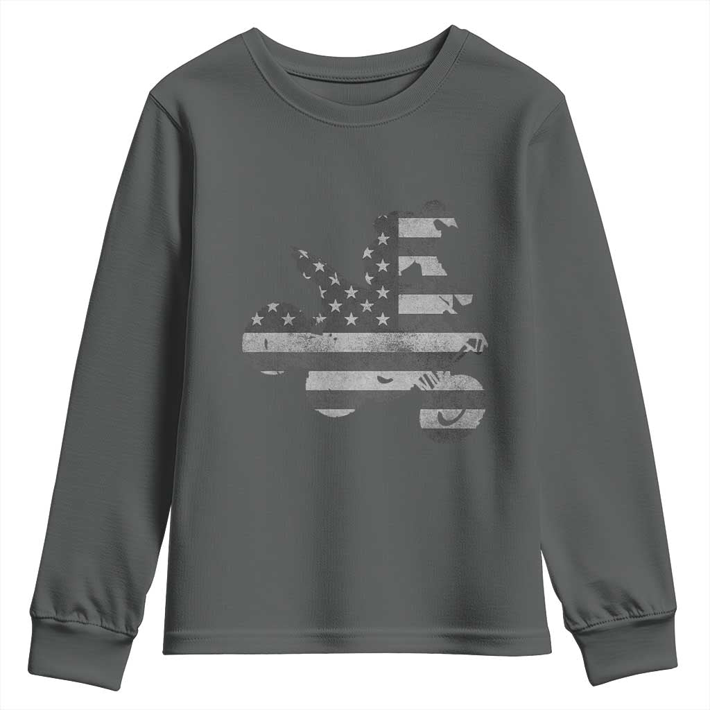 Cool ATV Youth Sweatshirt Quad 4 Wheeler ATV Riding American Flag TS10 Dark Heather Print Your Wear
