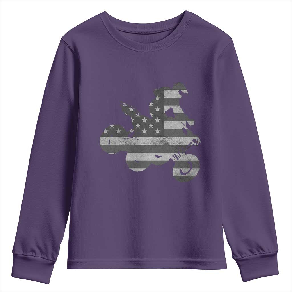 Cool ATV Youth Sweatshirt Quad 4 Wheeler ATV Riding American Flag TS10 Purple Print Your Wear