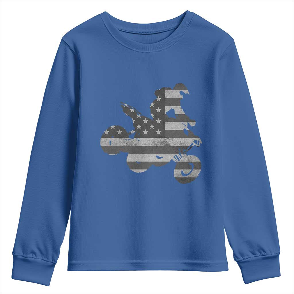 Cool ATV Youth Sweatshirt Quad 4 Wheeler ATV Riding American Flag TS10 Royal Blue Print Your Wear