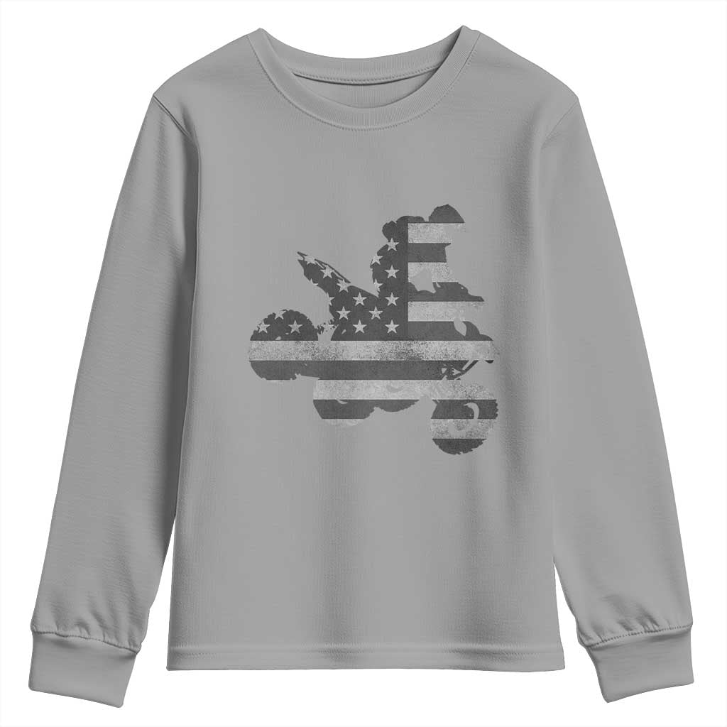 Cool ATV Youth Sweatshirt Quad 4 Wheeler ATV Riding American Flag TS10 Sport Gray Print Your Wear