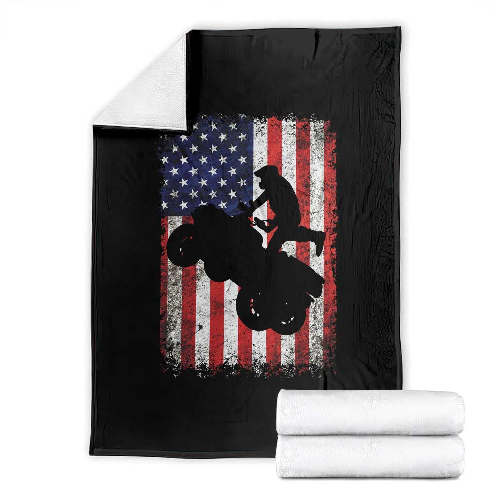 Cool ATV American Flag Throw Blanket Retro Quad 4 Wheeler ATV Riding Quadrider Off Road TS10 Black Print Your Wear
