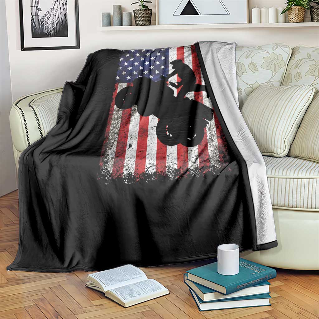Cool ATV American Flag Throw Blanket Retro Quad 4 Wheeler ATV Riding Quadrider Off Road TS10 Print Your Wear