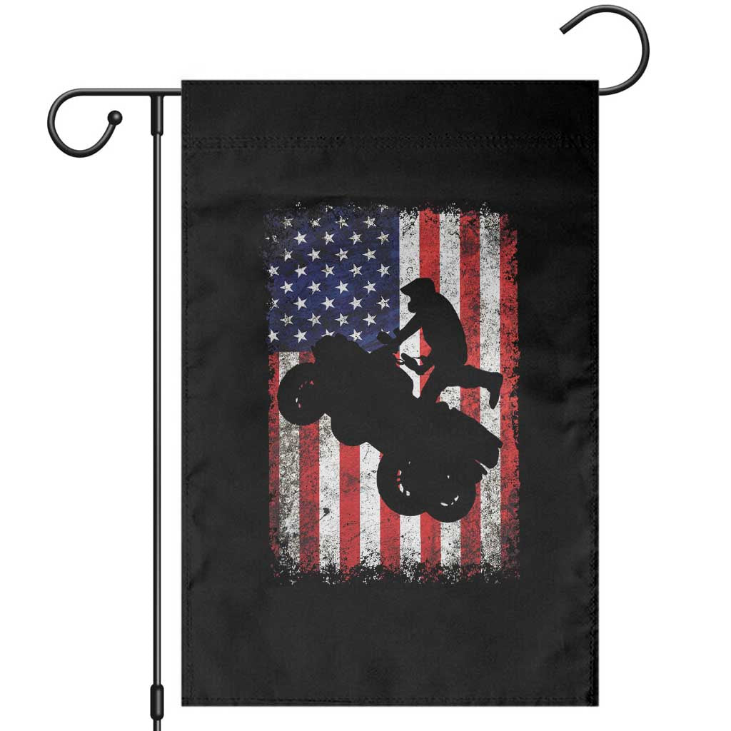 Cool ATV American Flag Garden Flag Retro Quad 4 Wheeler ATV Riding Quadrider Off Road TS10 Black Print Your Wear