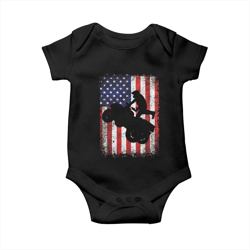 Cool ATV American Flag Baby Onesie Retro Quad 4 Wheeler ATV Riding Quadrider Off Road TS10 Black Print Your Wear