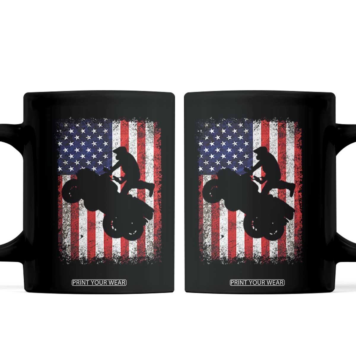 Cool ATV American Flag Coffee Mug Retro Quad 4 Wheeler ATV Riding Quadrider Off Road TS10 Black Print Your Wear