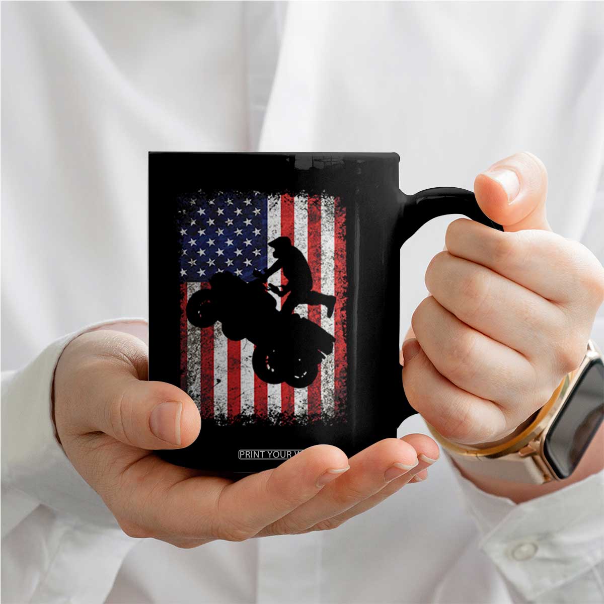 Cool ATV American Flag Coffee Mug Retro Quad 4 Wheeler ATV Riding Quadrider Off Road TS10 Print Your Wear