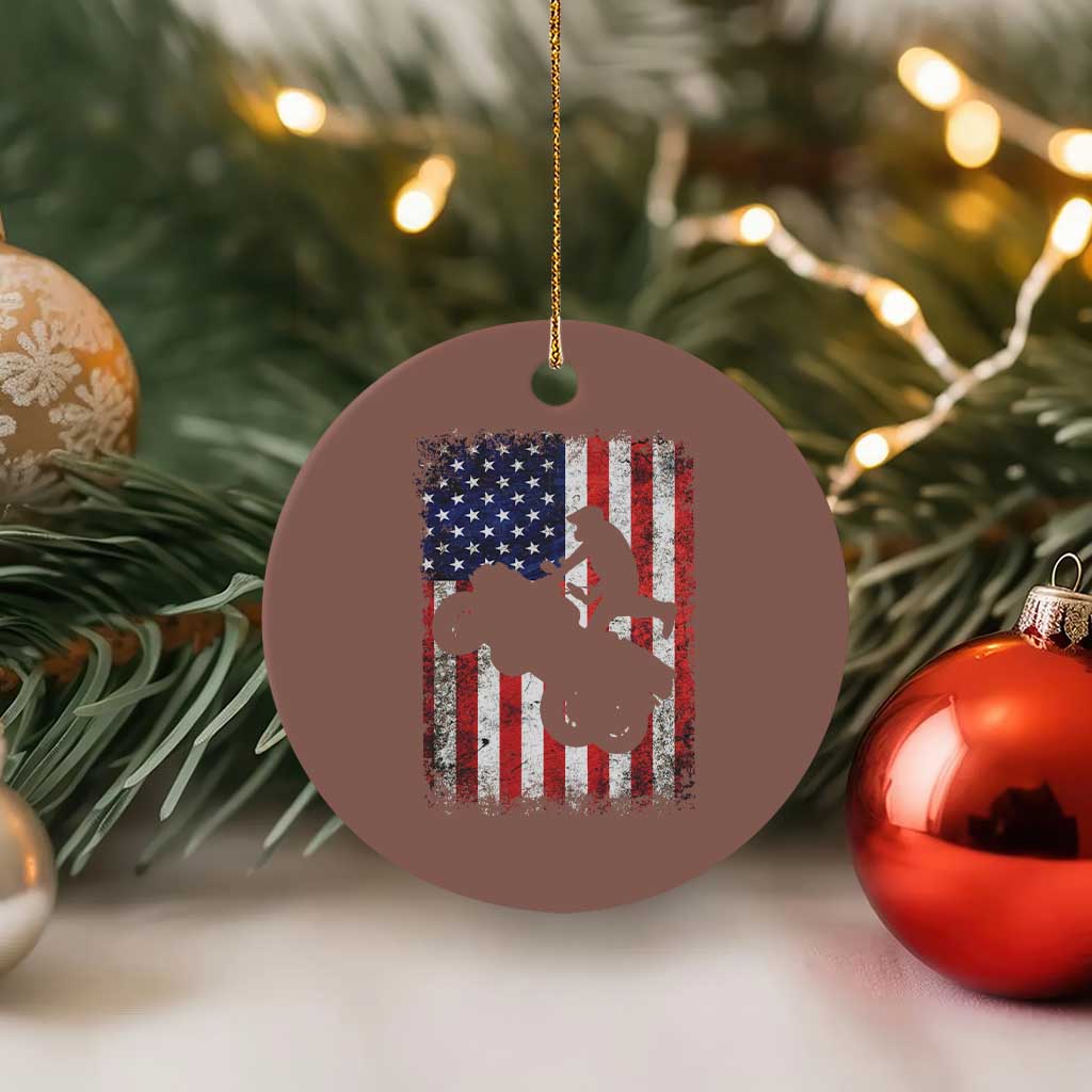 Cool ATV American Flag Ceramic Ornament Retro Quad 4 Wheeler ATV Riding Quadrider Off Road TS10 1pc Mocha Print Your Wear