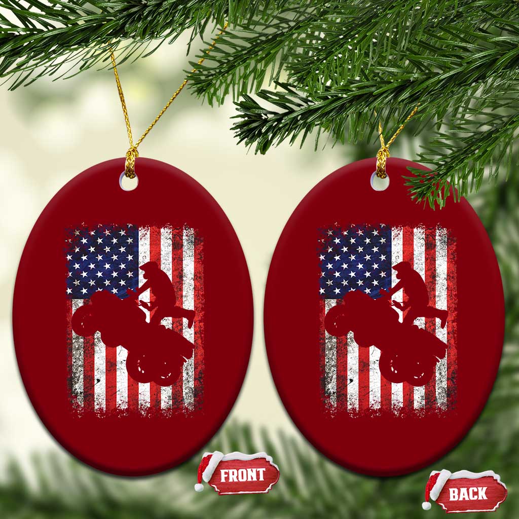 Cool ATV American Flag Ceramic Ornament Retro Quad 4 Wheeler ATV Riding Quadrider Off Road TS10 Print Your Wear