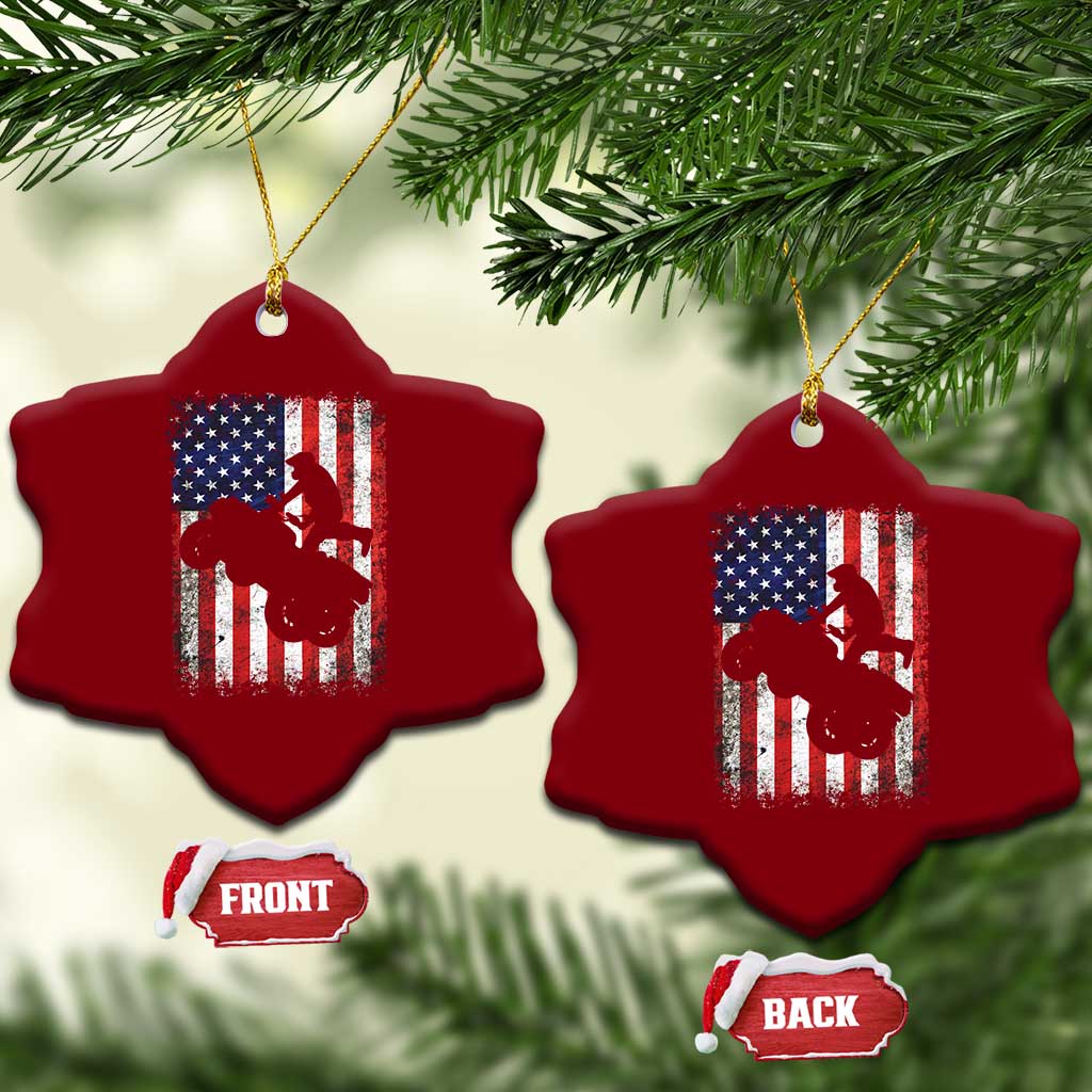 Cool ATV American Flag Ceramic Ornament Retro Quad 4 Wheeler ATV Riding Quadrider Off Road TS10 Print Your Wear