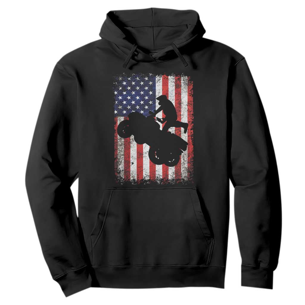 Cool ATV American Flag Hoodie Retro Quad 4 Wheeler ATV Riding Quadrider Off Road TS10 Black Print Your Wear