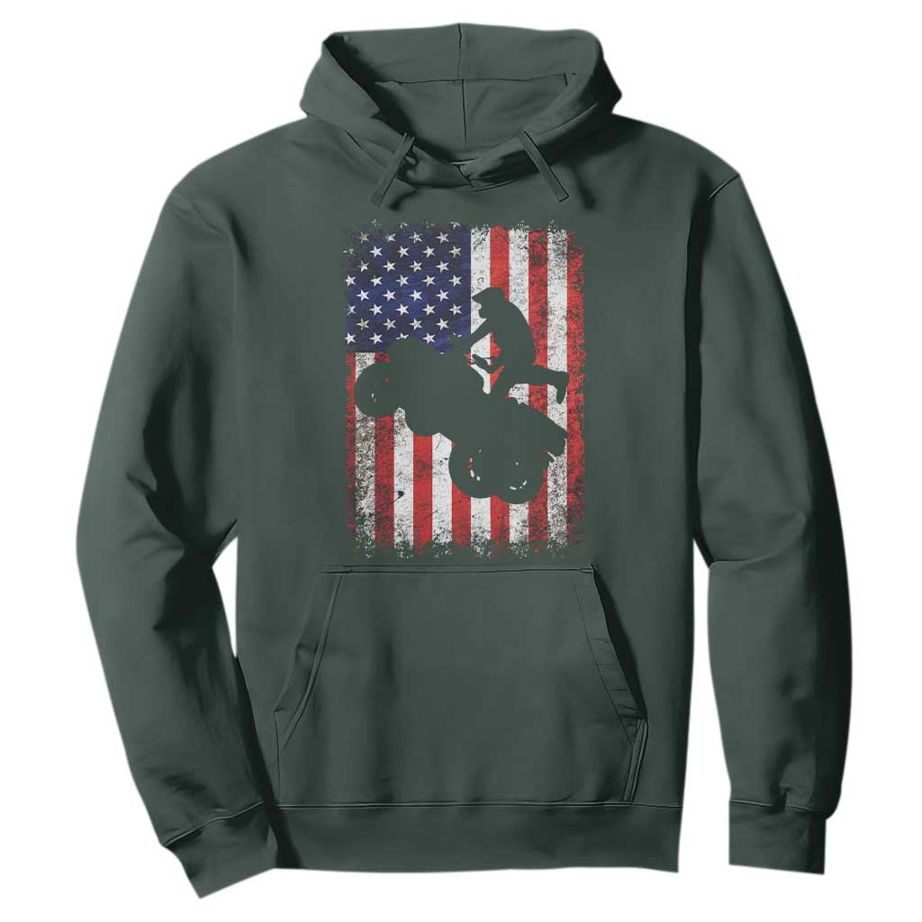 Cool ATV American Flag Hoodie Retro Quad 4 Wheeler ATV Riding Quadrider Off Road TS10 Dark Forest Green Print Your Wear