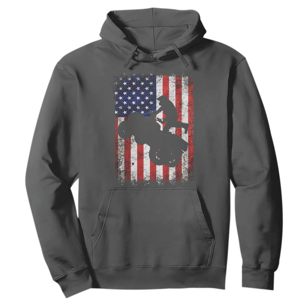 Cool ATV American Flag Hoodie Retro Quad 4 Wheeler ATV Riding Quadrider Off Road TS10 Dark Heather Print Your Wear