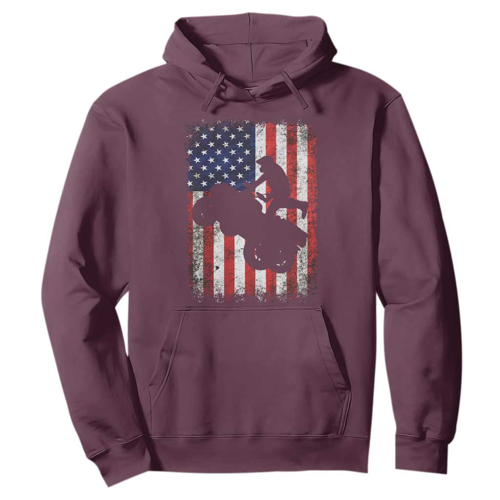 Cool ATV American Flag Hoodie Retro Quad 4 Wheeler ATV Riding Quadrider Off Road TS10 Maroon Print Your Wear