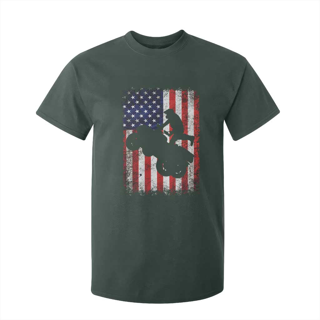 Cool ATV American Flag T Shirt For Kid Retro Quad 4 Wheeler ATV Riding Quadrider Off Road TS10 Dark Forest Green Print Your Wear