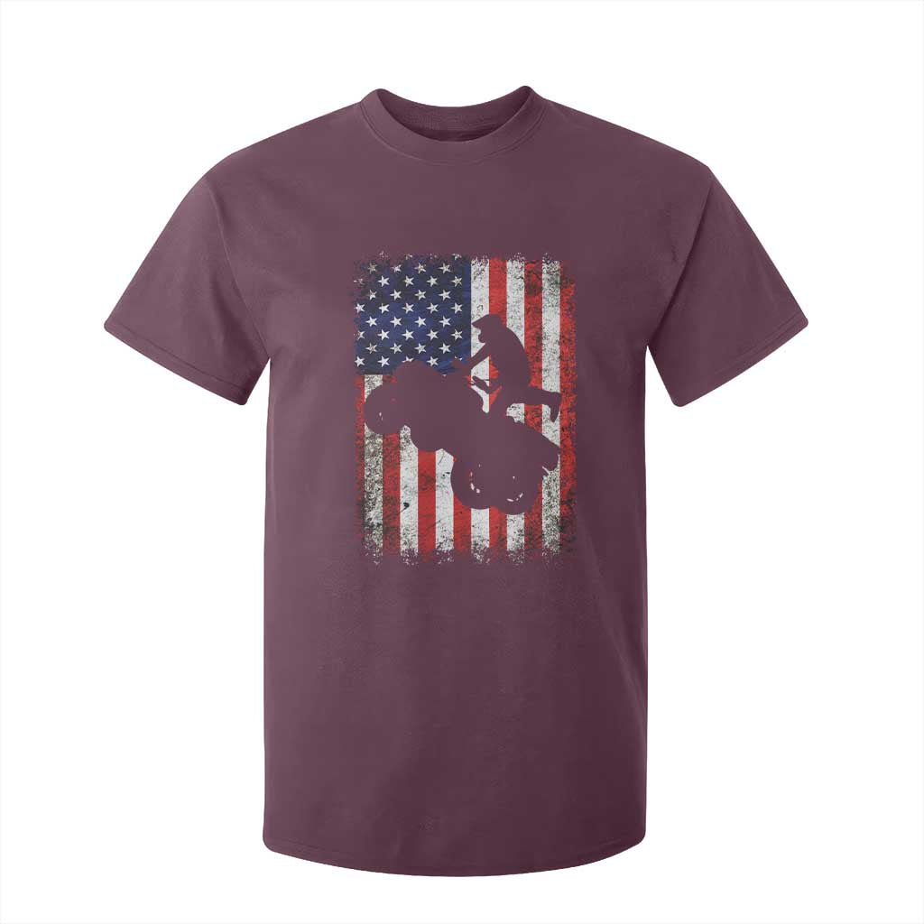 Cool ATV American Flag T Shirt For Kid Retro Quad 4 Wheeler ATV Riding Quadrider Off Road TS10 Maroon Print Your Wear
