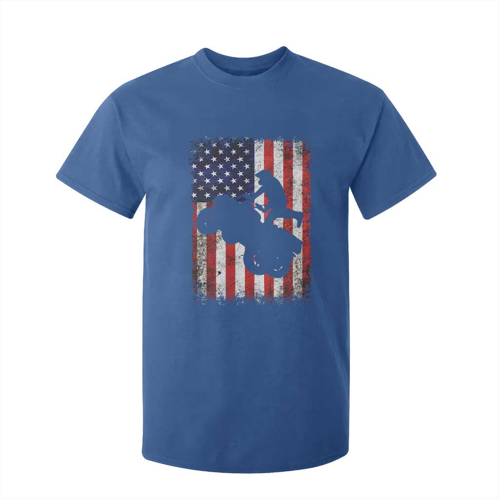 Cool ATV American Flag T Shirt For Kid Retro Quad 4 Wheeler ATV Riding Quadrider Off Road TS10 Royal Blue Print Your Wear